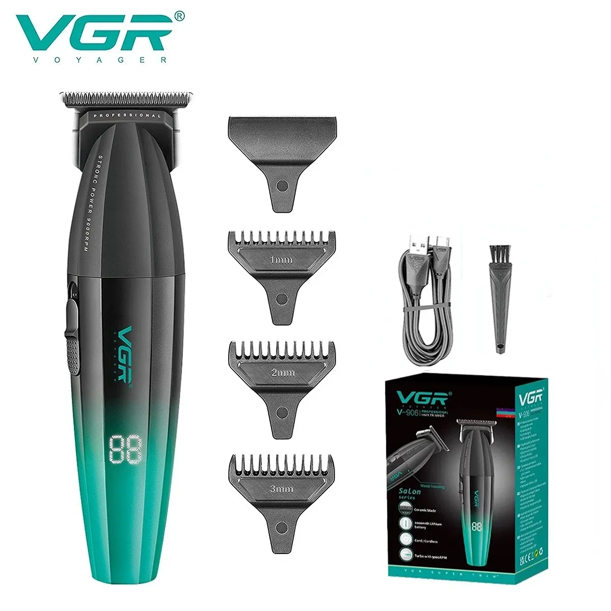 VGR Tondeuse à cheveux professionnelle sans fil pour barbier, tondeuse électrique en métal, modèles V-003, V-906, V-308 9