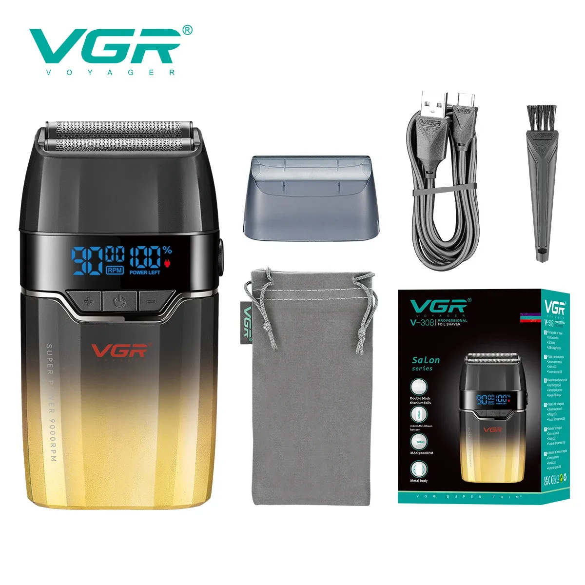 VGR Tondeuse à cheveux professionnelle sans fil pour barbier, tondeuse électrique en métal, modèles V-003, V-906, V-308 14