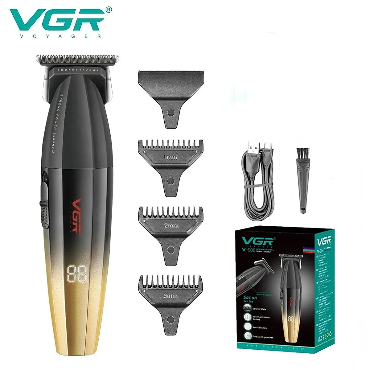 VGR Tondeuse à cheveux professionnelle sans fil pour barbier, tondeuse électrique en métal, modèles V-003, V-906, V-308 15