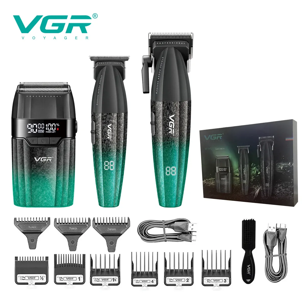 VGR Tondeuse à cheveux professionnelle sans fil pour barbier, tondeuse électrique en métal, modèles V-003, V-906, V-308 7
