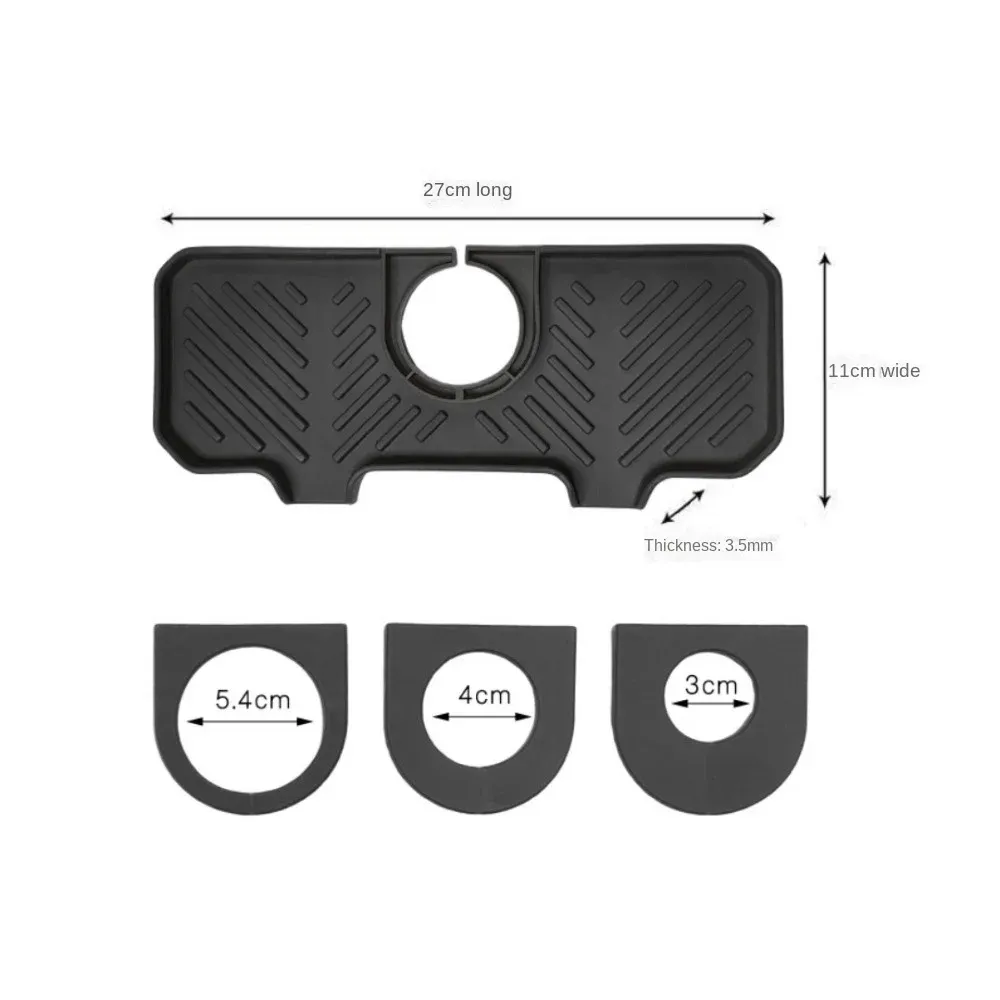 Tapis collecteur d'eau en silicone, protection anti-éclaboussures pour évier, à installer derrière le robinet, plateau de vidange avec 3 boucles réglables, porte-savon à barre souple, 1 pièce 5