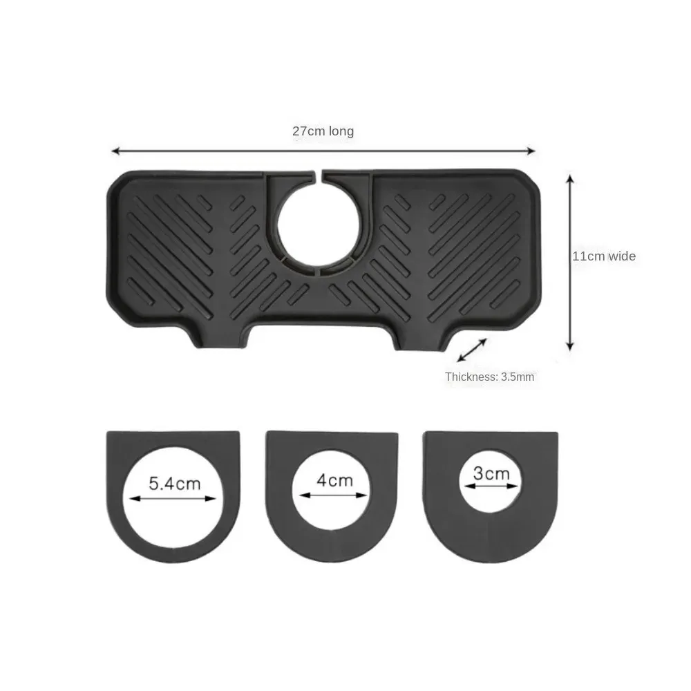Tapis collecteur d'eau en silicone, protection anti-éclaboussures pour évier, à installer derrière le robinet, plateau de vidange avec 3 boucles réglables, porte-savon à barre souple, 1 pièce 7