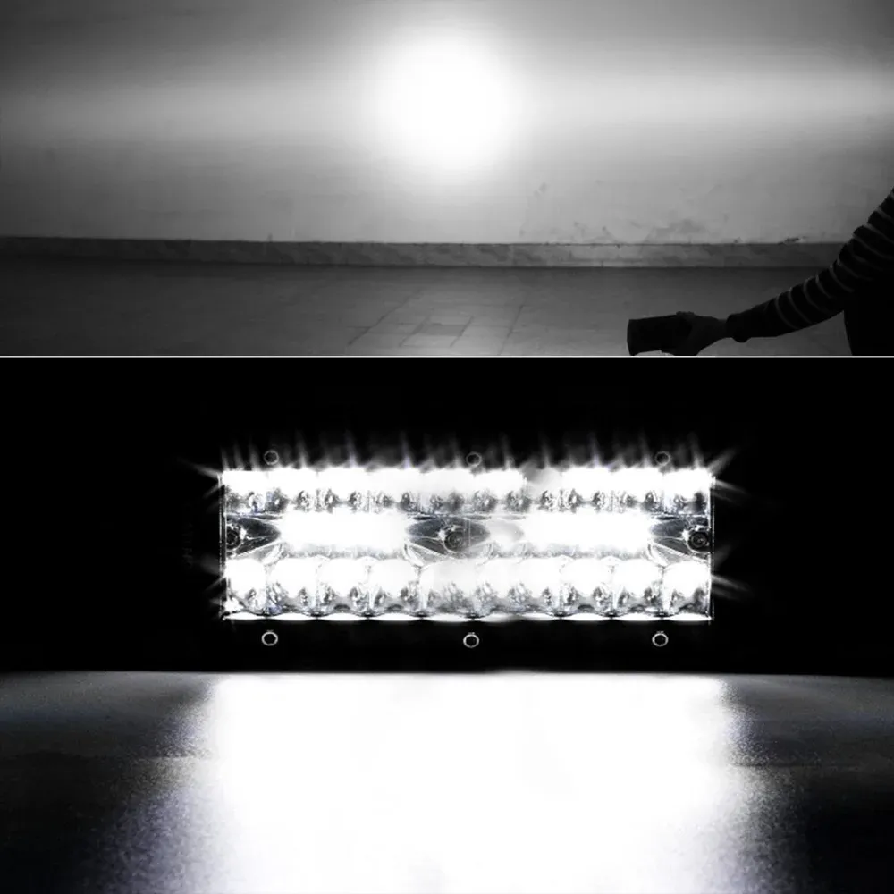 Barre lumineuse de travail LED 7" 120W, lot de 2 pièces, pour tracteur, bateau, véhicule tout-terrain, camion, SUV et VTT, faisceau combiné spot et inondation, 12V/24V 6