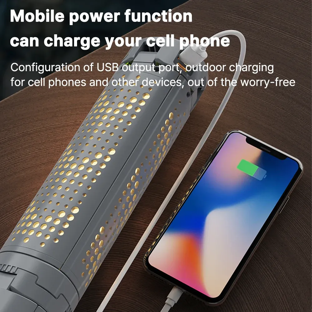 Lampe de poche télescopique rechargeable et portable pour le camping, la randonnée et la pêche en plein air 6