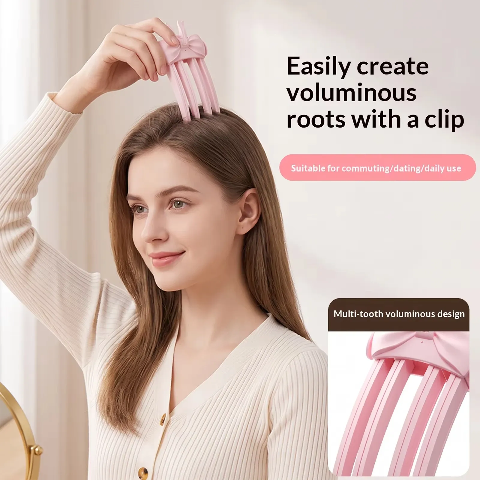 Peigne volumiseur chauffant sans fil, outil de coiffage portable pour cheveux fins et plats 2