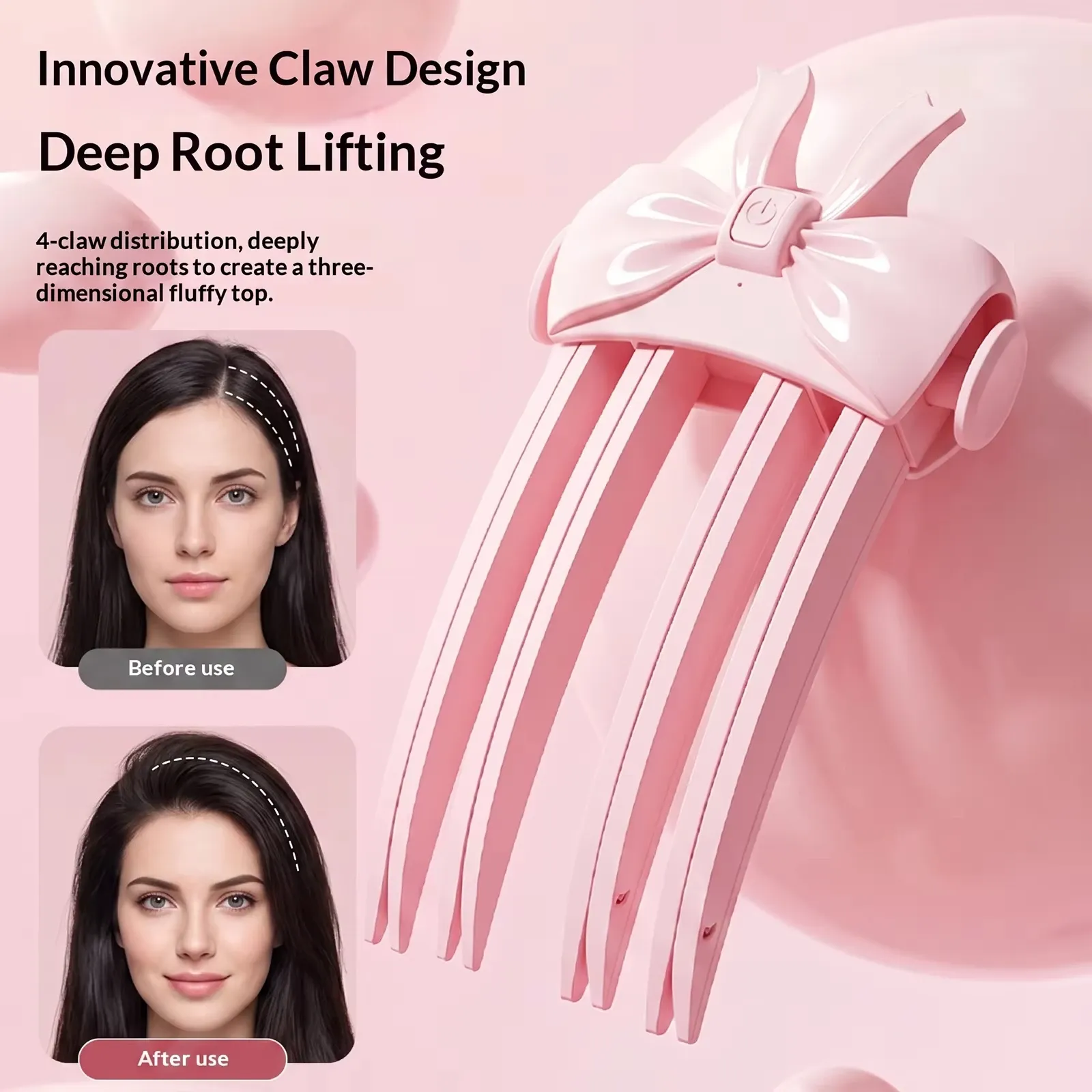 Peigne volumiseur chauffant sans fil, outil de coiffage portable pour cheveux fins et plats 3