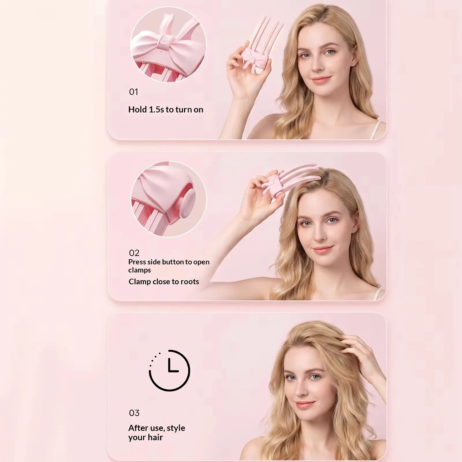Peigne volumiseur chauffant sans fil, outil de coiffage portable pour cheveux fins et plats 4