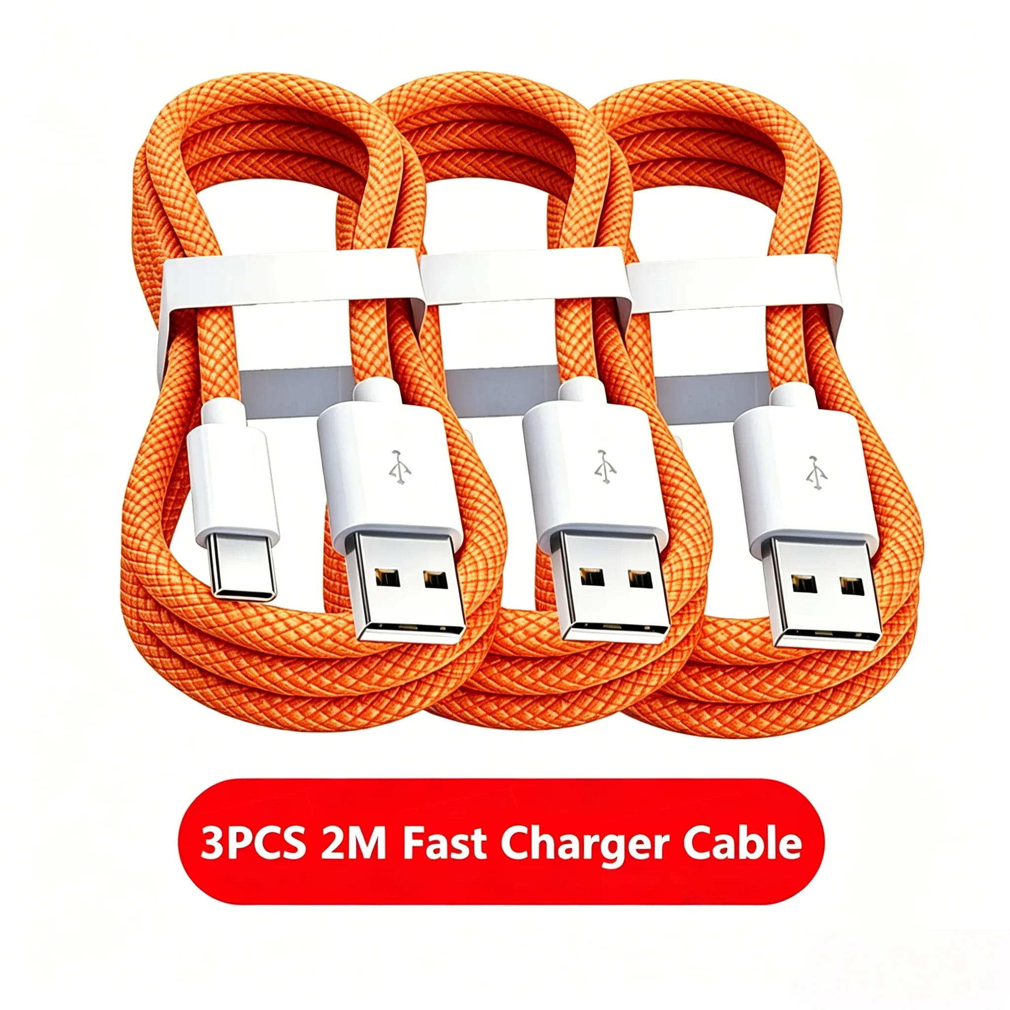 Lot de 3 câbles USB-A vers USB-C 240W pour charge rapide, compatibles avec iPhone 17, 16, 15, Samsung, Huawei, Xiaomi, etc. 10