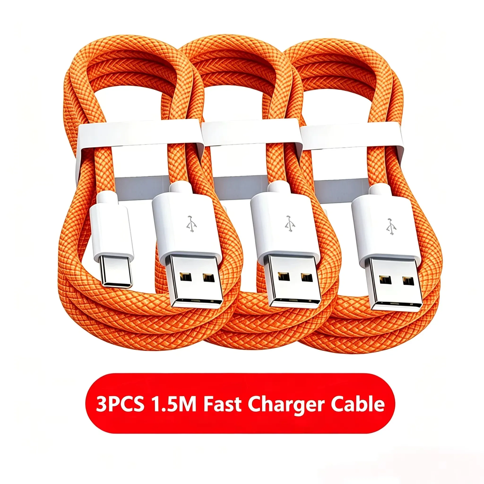 Lot de 3 câbles USB-A vers USB-C 240W pour charge rapide, compatibles avec iPhone 17, 16, 15, Samsung, Huawei, Xiaomi, etc. 7