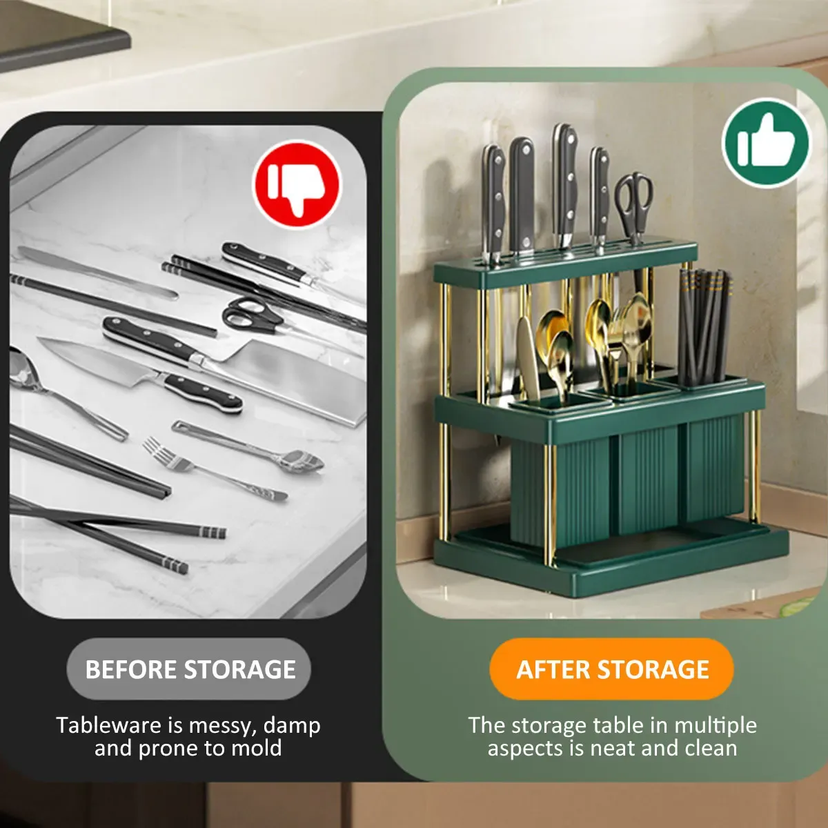 Porte-couteaux multifonction de cuisine compartiments