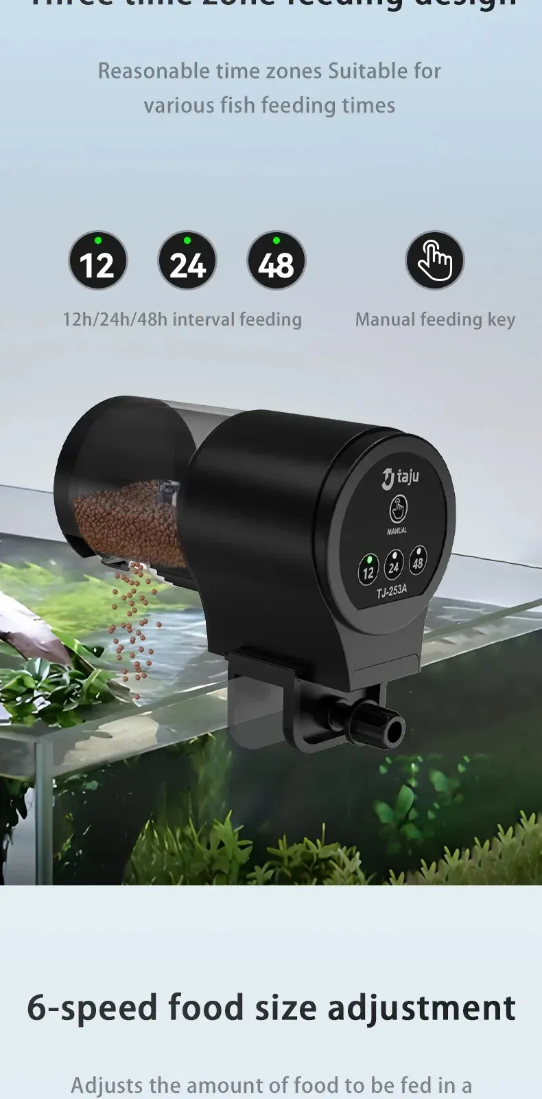 Distributeur installé dans un aquarium
