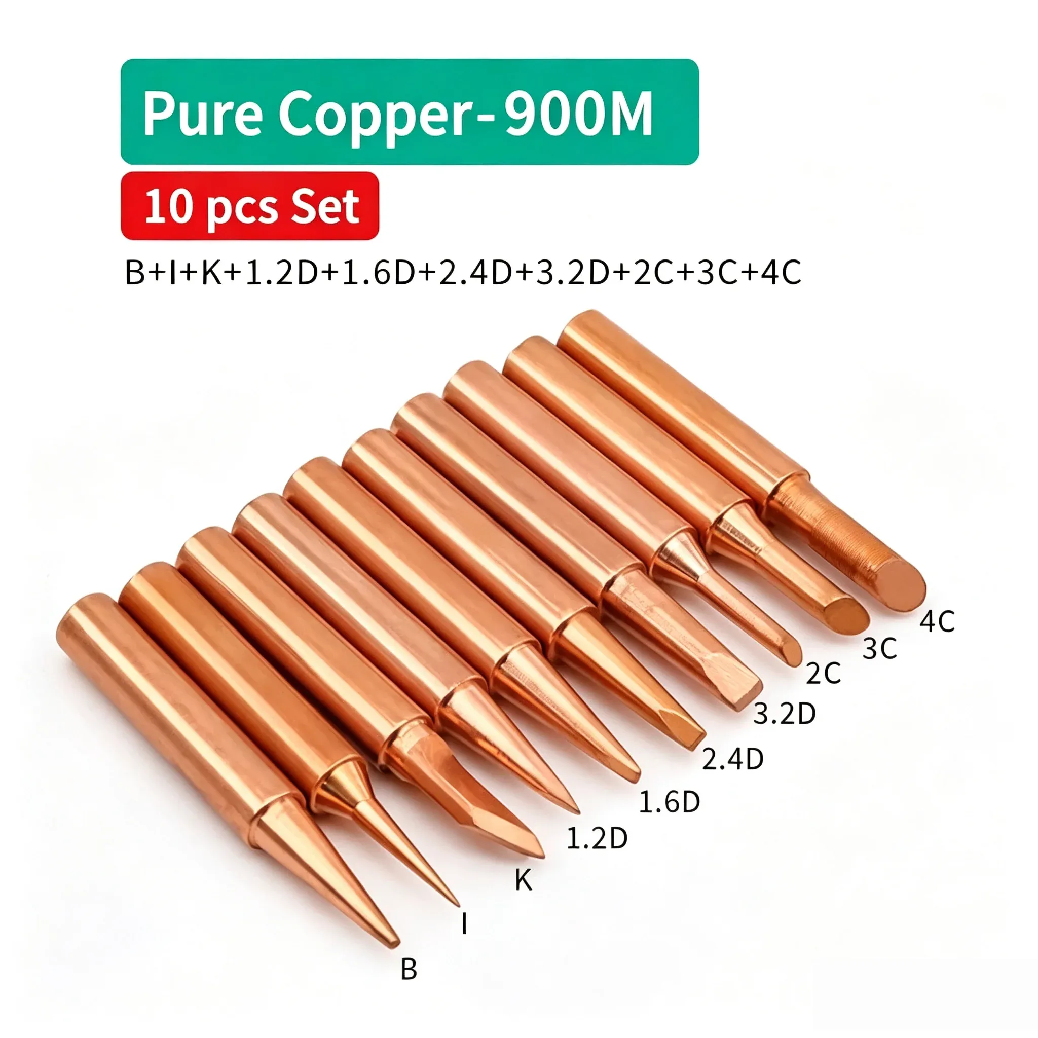 Panne de fer à souder en cuivre pur 900M, lot de pointes en cuivre nu à chauffage interne, outil de soudage électrique 12