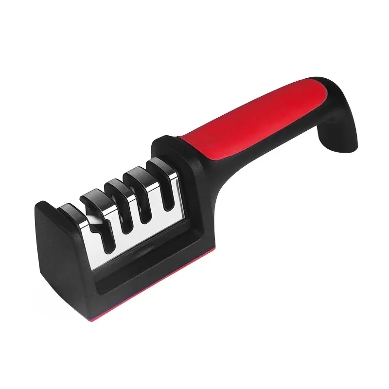 Aiguiseur de couteaux de cuisine 3 étapes, multifonction et portable, pierre à aiguiser noire 10