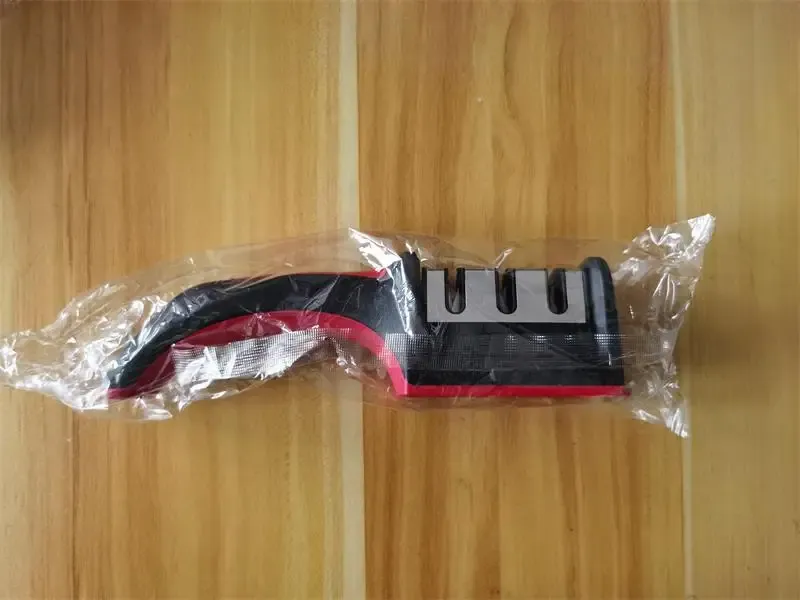 Aiguiseur de couteaux de cuisine 3 étapes, multifonction et portable, pierre à aiguiser noire 7