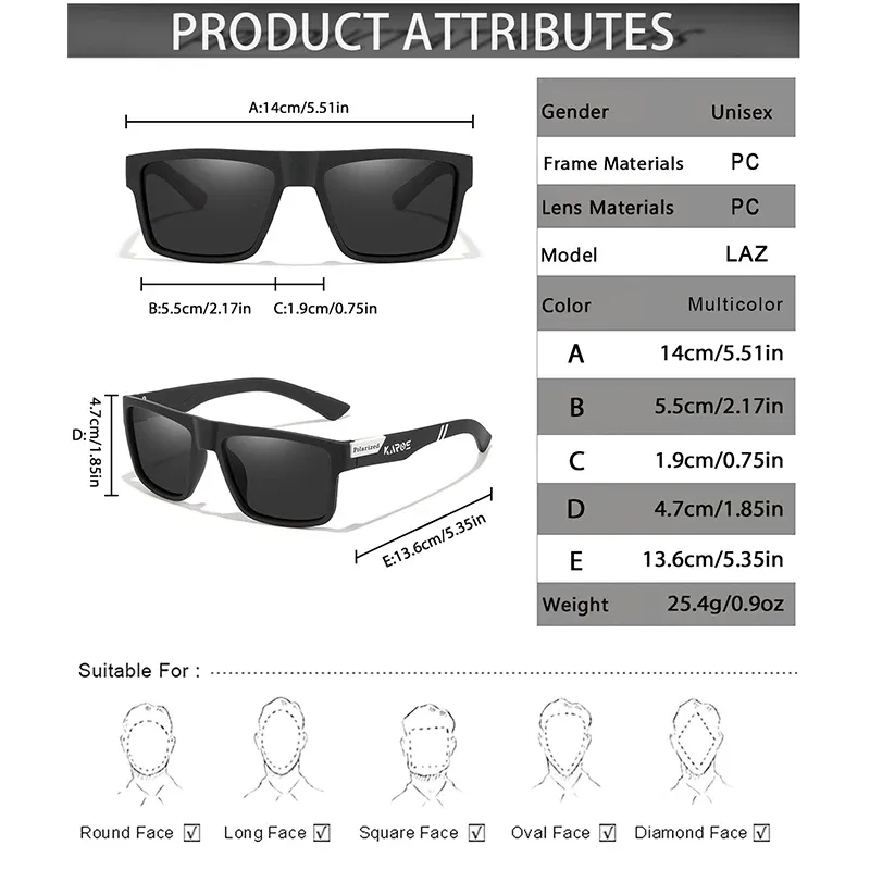 KAROS – Lunettes de soleil polarisées carrées unisexes, protection UV400 6