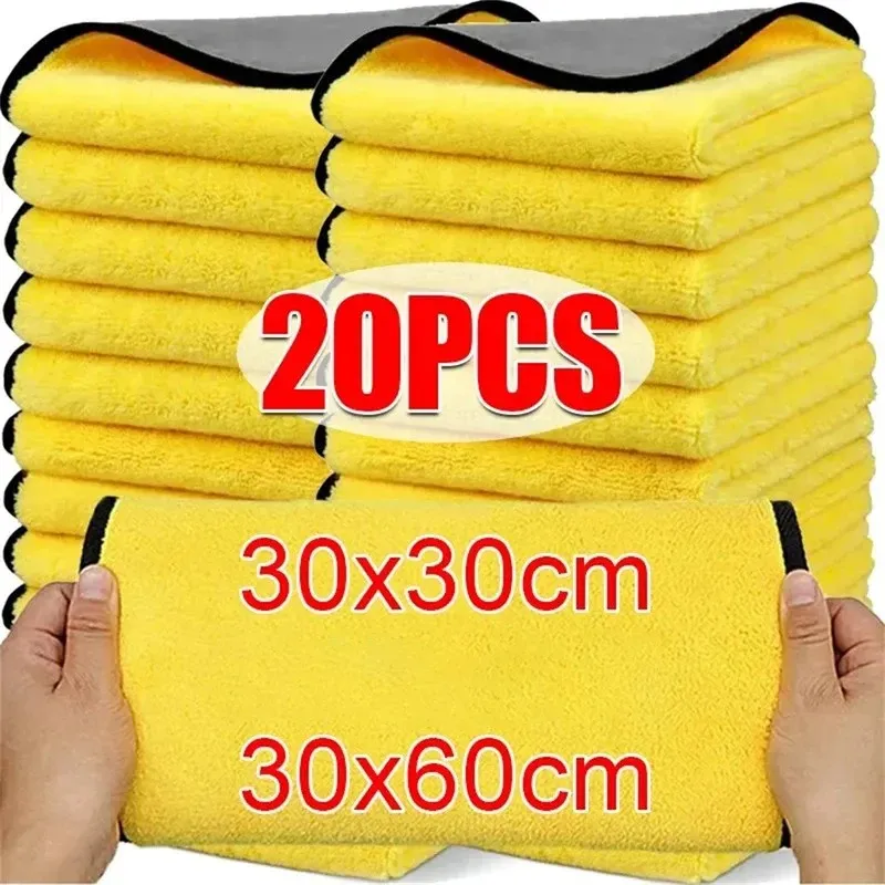 Chiffons en microfibre double face pour voiture, haute absorption pour lavage et séchage