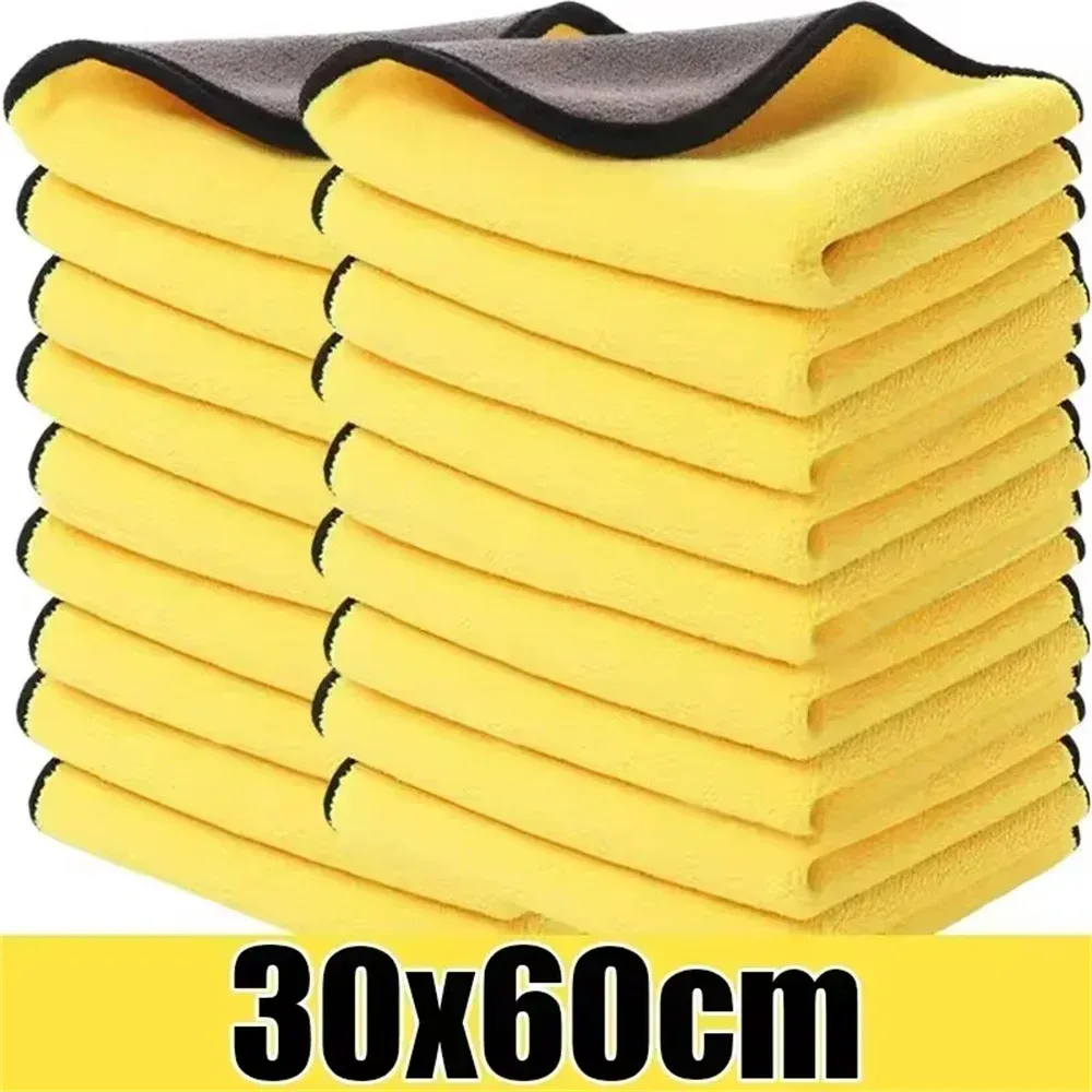 Chiffons en microfibre double face pour voiture, haute absorption pour lavage et séchage 8