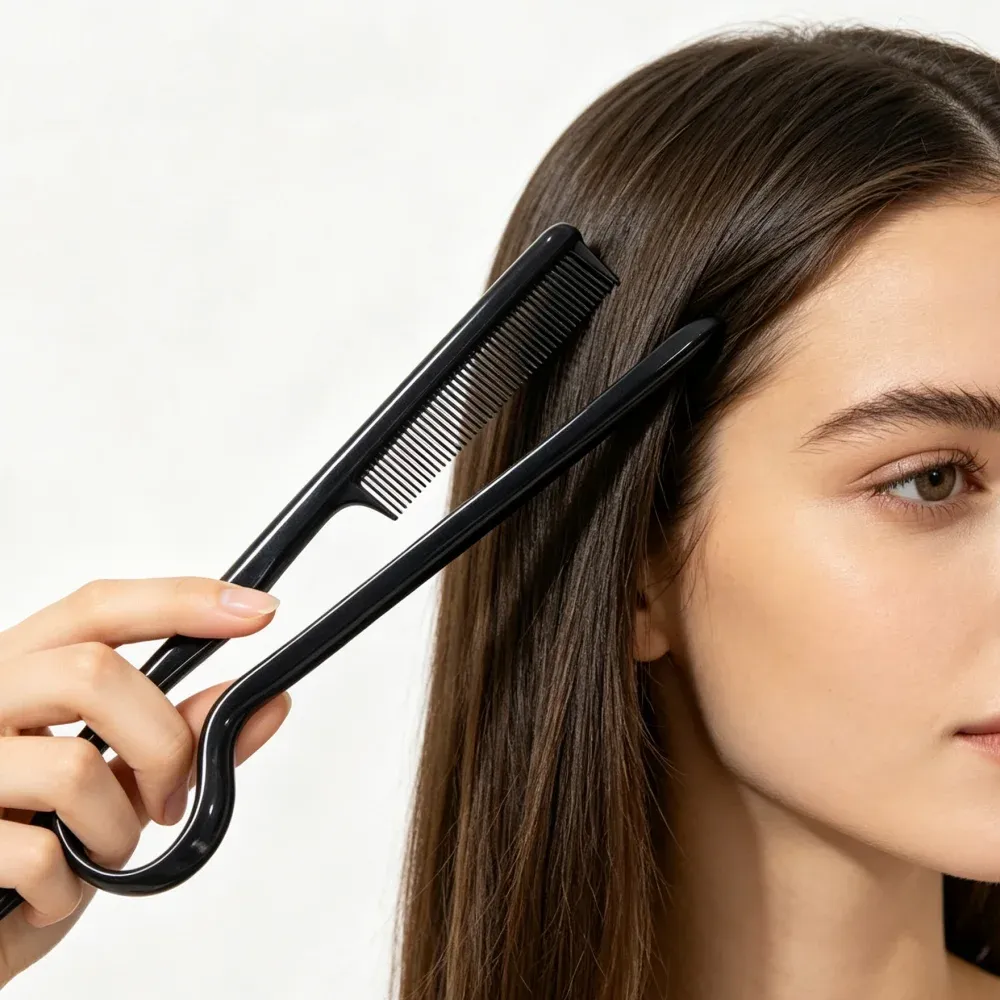 Peigne V-Comb en situation de coiffage