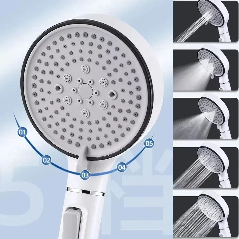 Pommeau de douche à main avec bouton d'arrêt, 5 modes de jet, filtre anti-calcaire, élimine le chlore 4