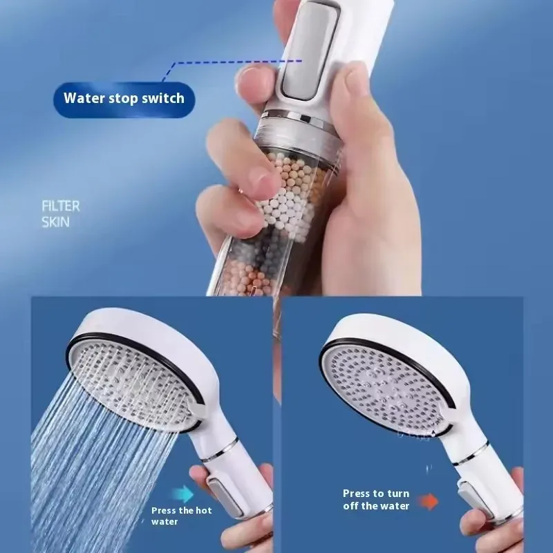 Pommeau de douche à main avec bouton d'arrêt, 5 modes de jet, filtre anti-calcaire, élimine le chlore 5