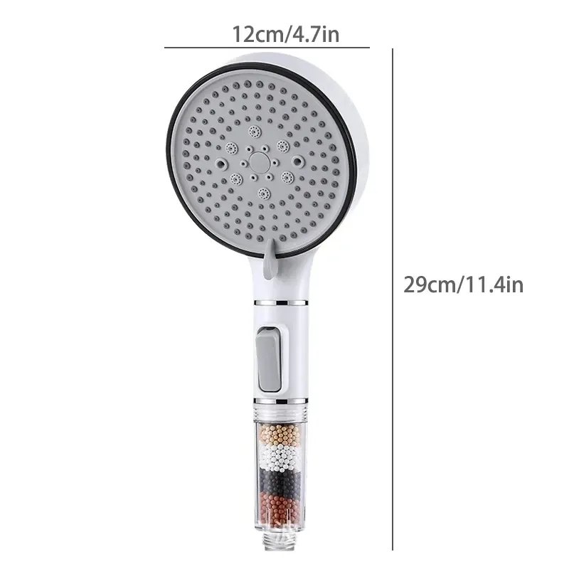 Pommeau de douche à main avec bouton d'arrêt, 5 modes de jet, filtre anti-calcaire, élimine le chlore 6