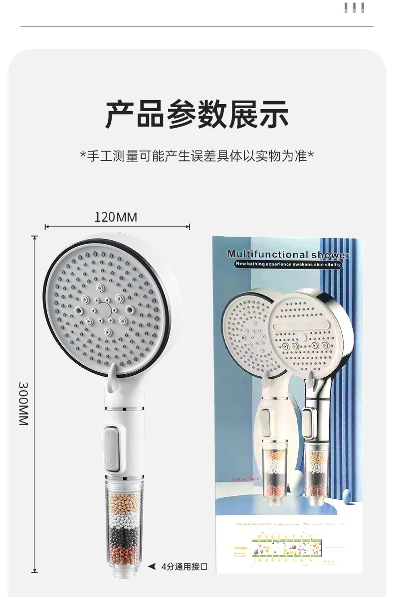 Pommeau de douche filtrant, finition soignée