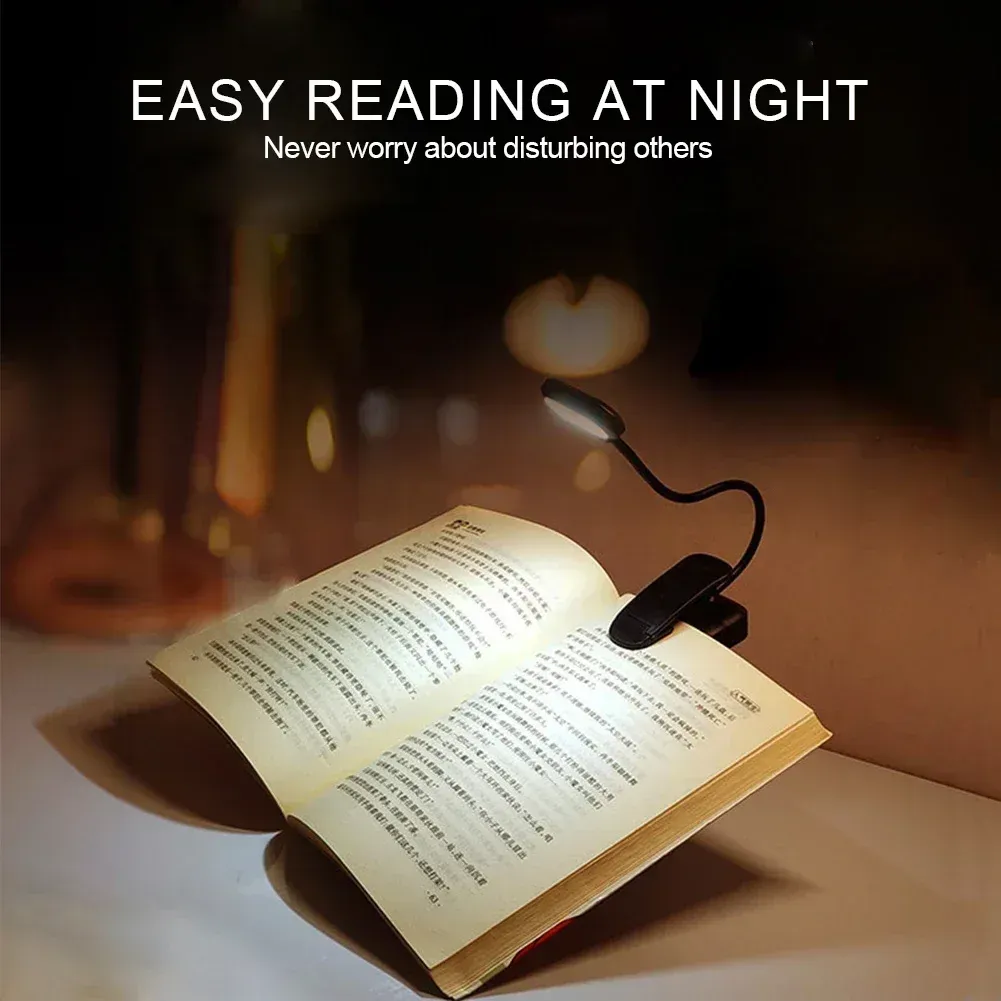 Lampe de lecture LED portable à pince, lumière blanche naturelle et col flexible 2