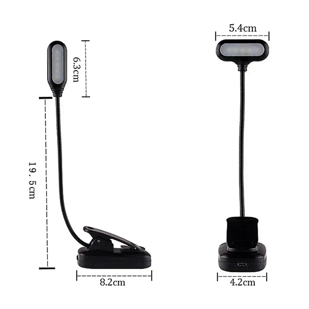 Lampe de lecture LED portable à pince, lumière blanche naturelle et col flexible 6