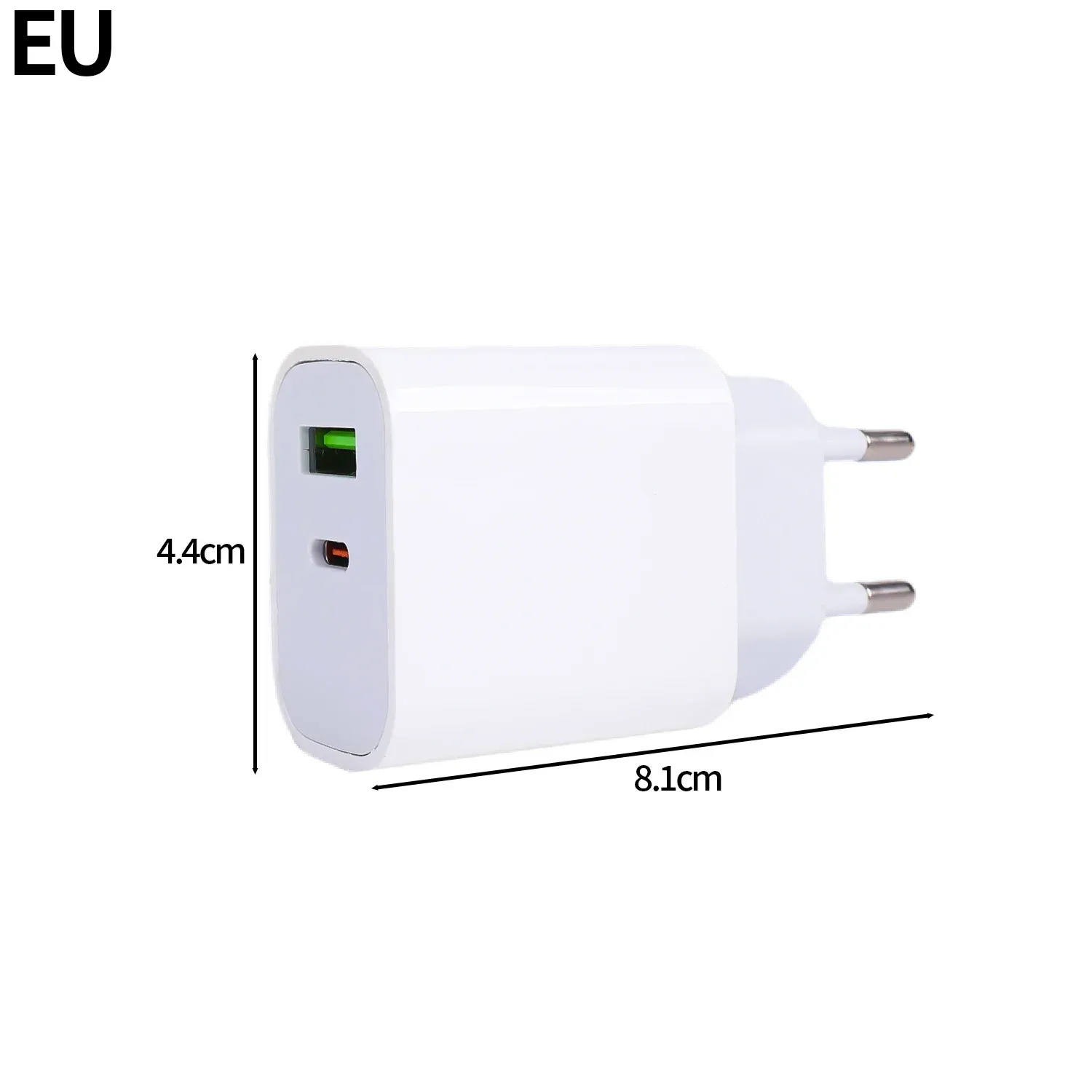 Chargeur compact comparé à la taille d'une main