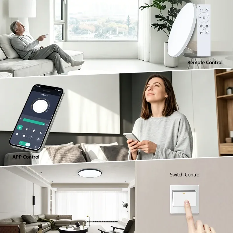 MARPOU – Plafonnier LED intelligent pour chambre à coucher avec télécommande et intensité variable 2