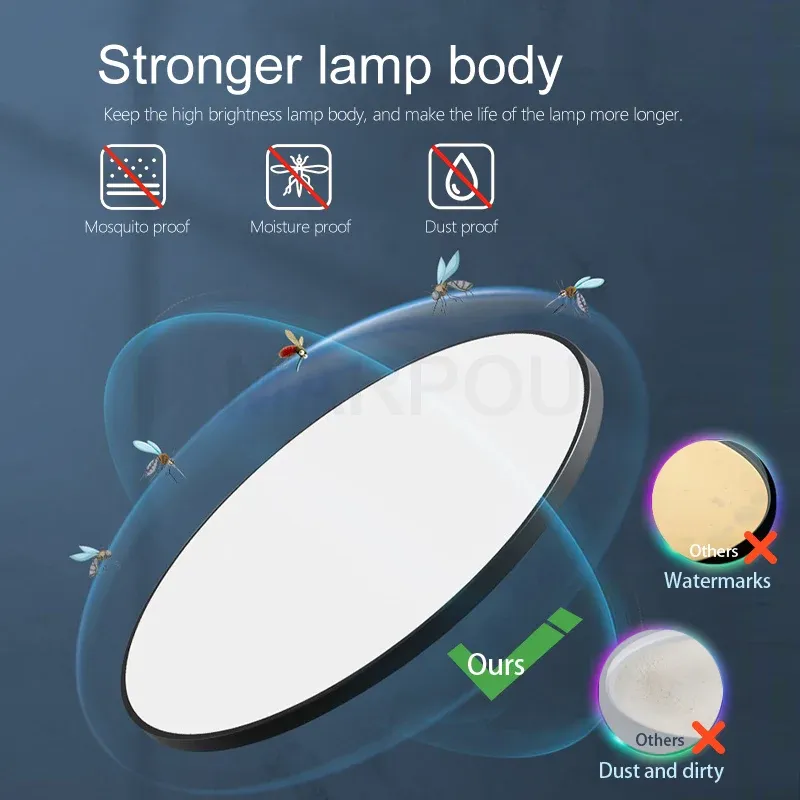 MARPOU – Plafonnier LED intelligent pour chambre à coucher avec télécommande et intensité variable 4