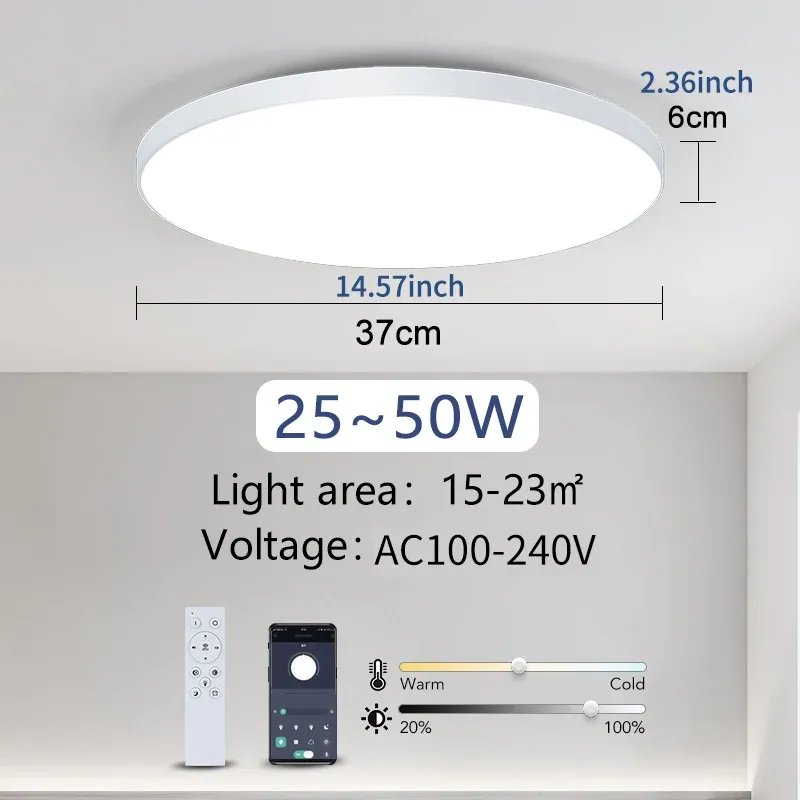 MARPOU – Plafonnier LED intelligent pour chambre à coucher avec télécommande et intensité variable 13