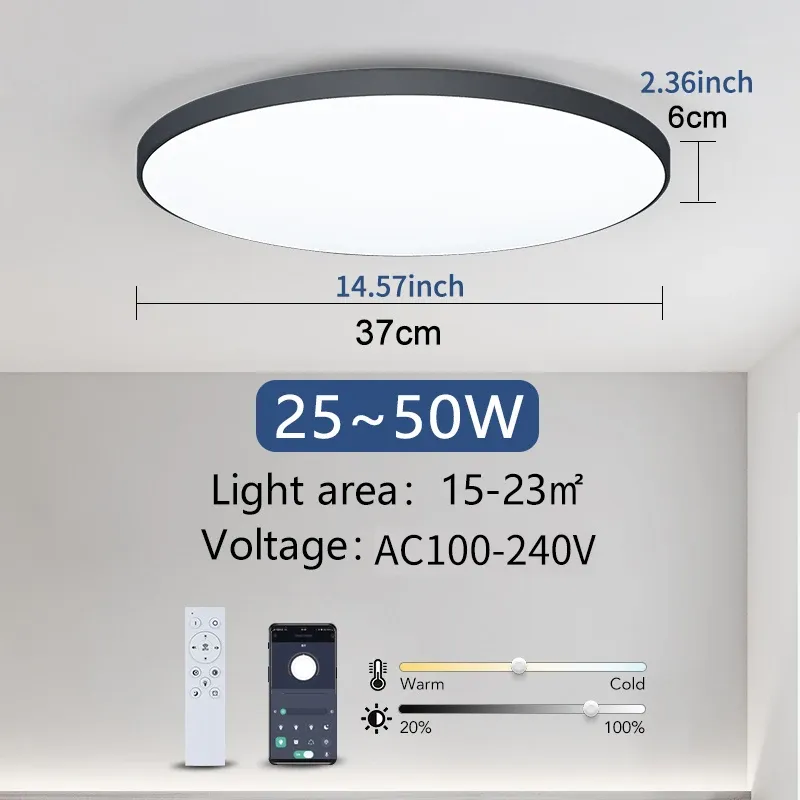 MARPOU – Plafonnier LED intelligent pour chambre à coucher avec télécommande et intensité variable 12