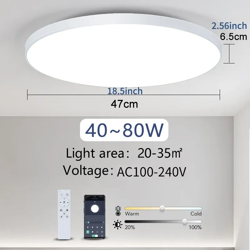 MARPOU – Plafonnier LED intelligent pour chambre à coucher avec télécommande et intensité variable 7