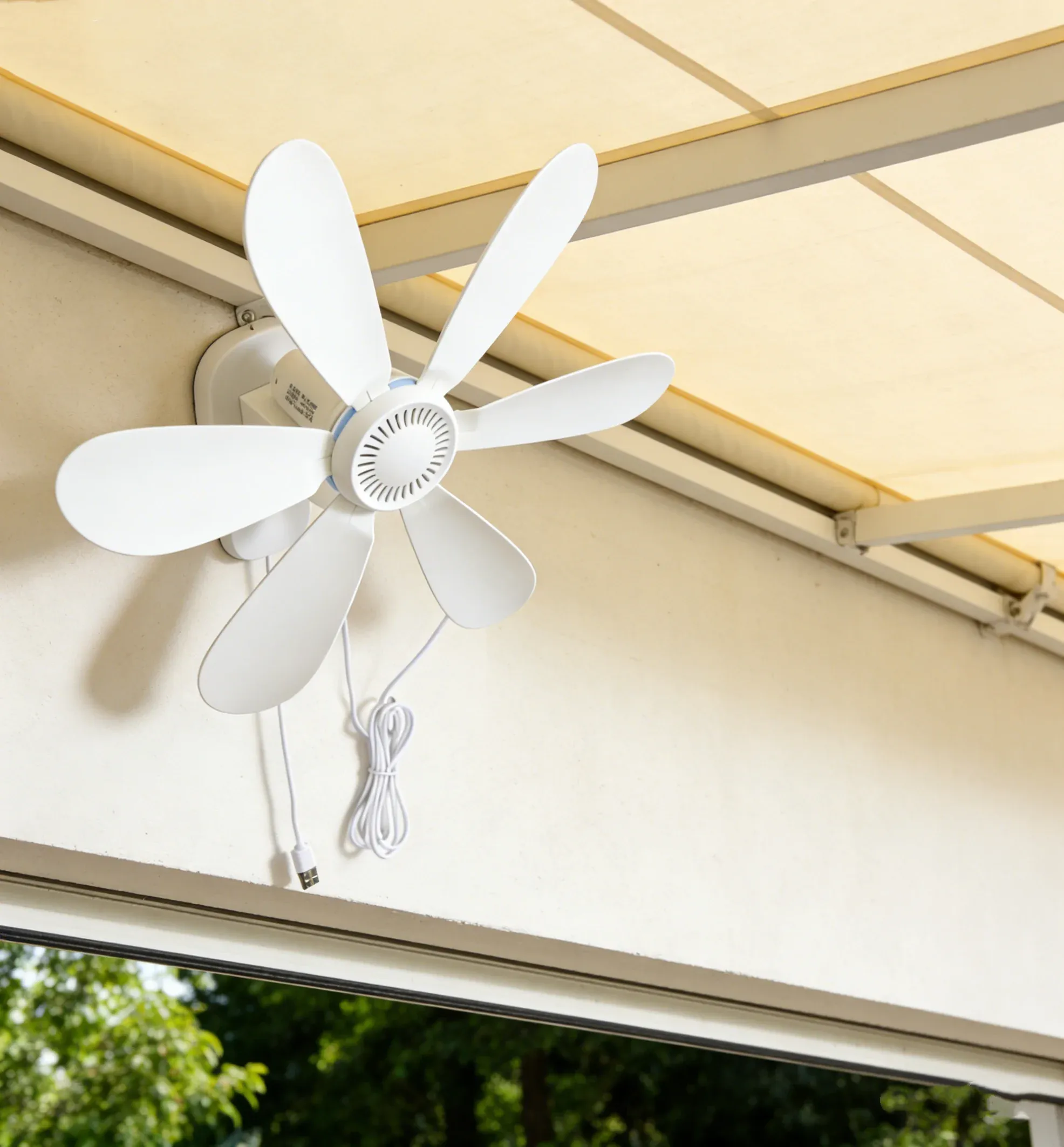 Ventilateur mural 16,5 pouces avec télécommande et minuterie, ventilateur USB 5 V silencieux à 4 vitesses pour chambre et cuisine 3