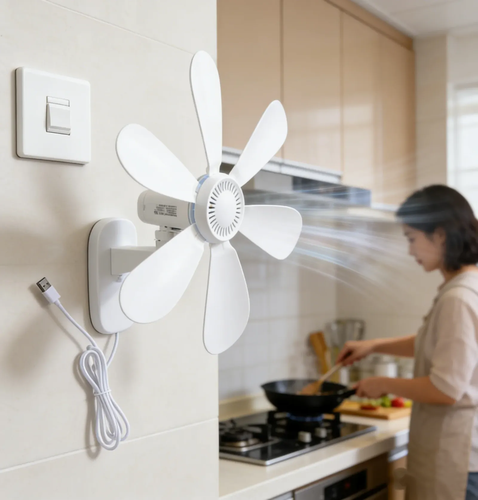 Ventilateur mural USB silencieux, mise en situation