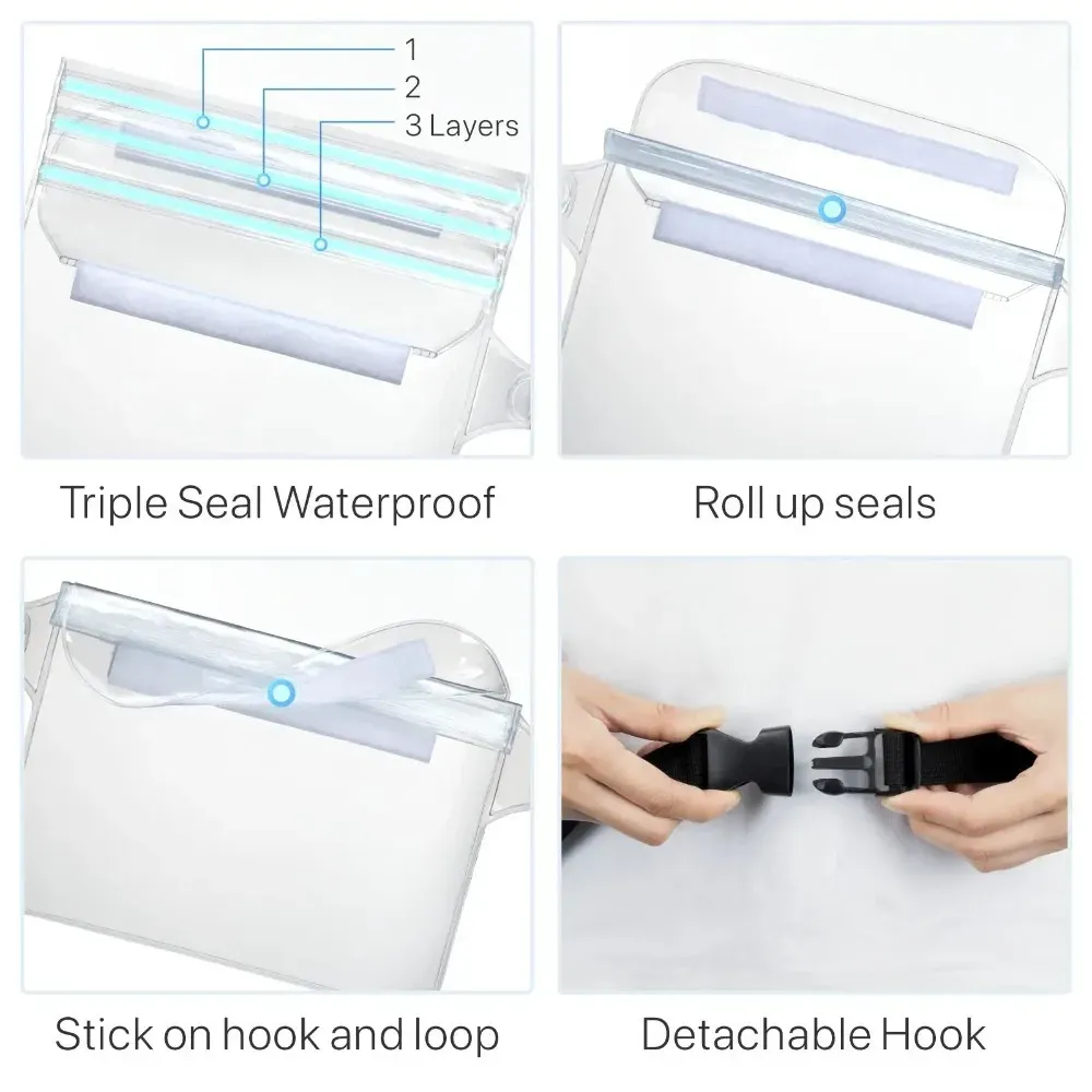 Pochette étanche pour téléphone avec sangle de taille réglable 4