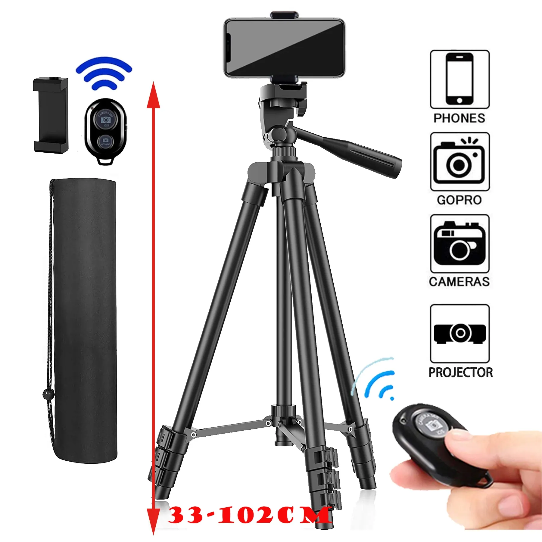 Trépied pour téléphone portable et appareil photo reflex avec support de selfie 8