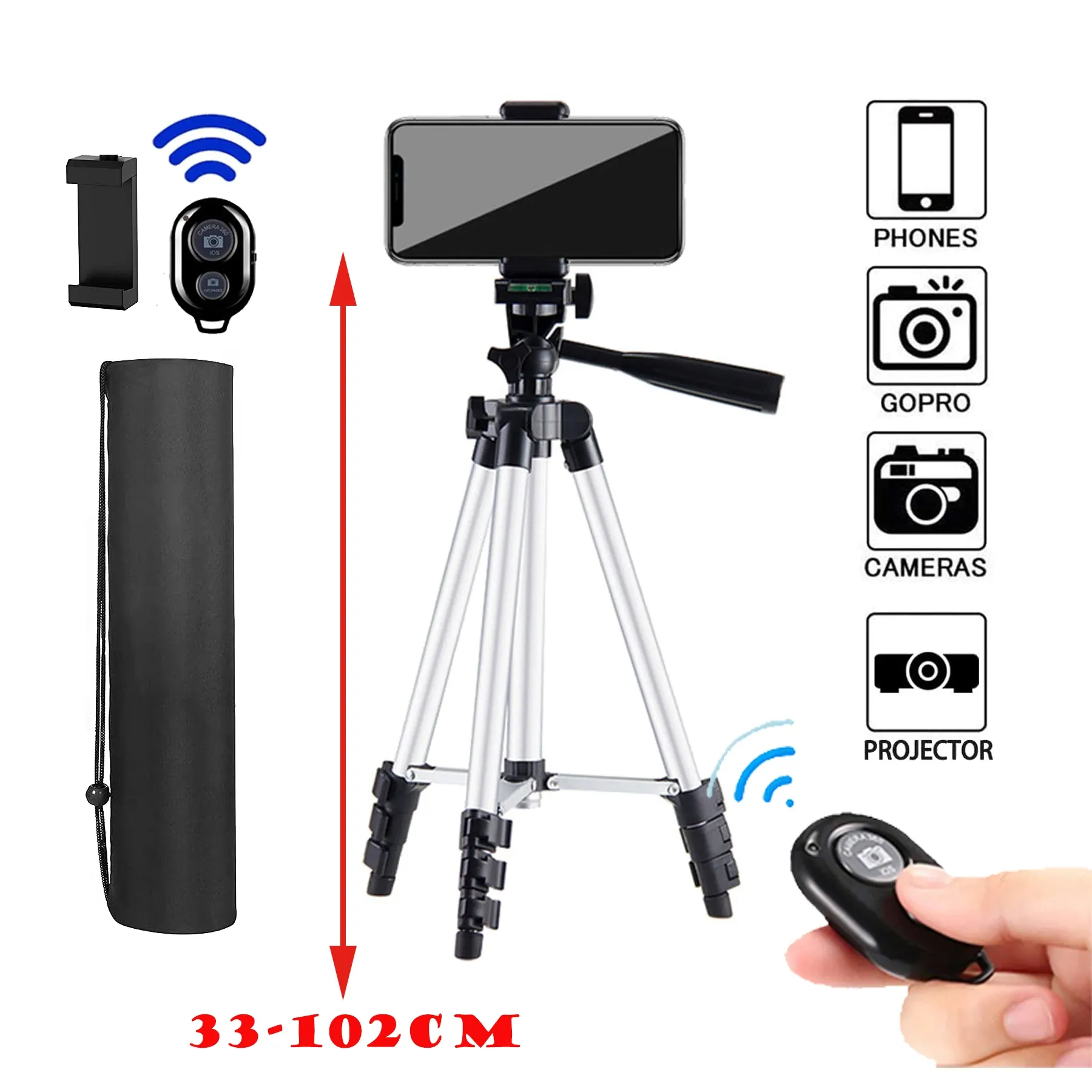 Trépied pour téléphone portable et appareil photo reflex avec support de selfie 7