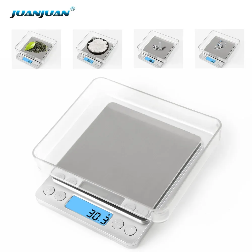 Balance de cuisine numérique 3 kg / 500 g, précision 0,01 g, balance de précision pour bijoux, pesée pour régime alimentaire, balance postale, écran LCD - Image 1