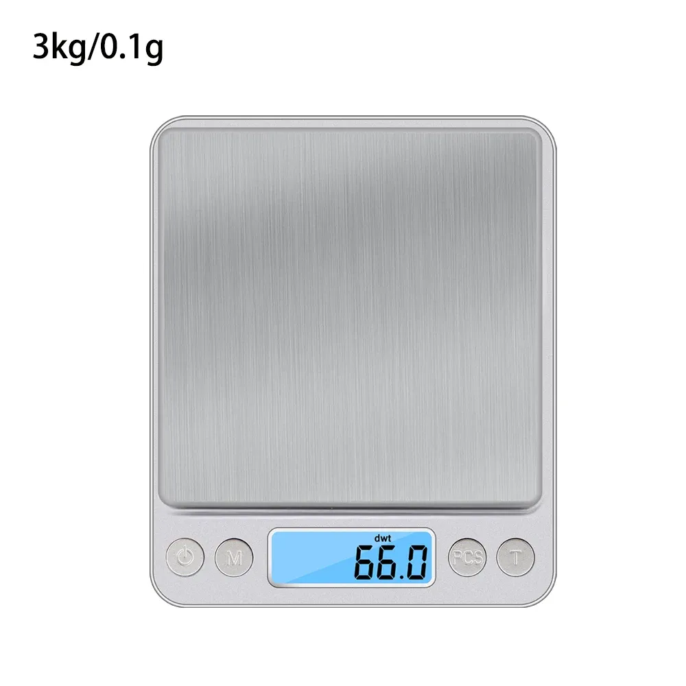 Balance de cuisine numérique 3 kg / 500 g, précision 0,01 g, balance de précision pour bijoux, pesée pour régime alimentaire, balance postale, écran LCD 12