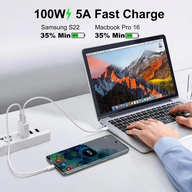 Câble USB-C vers USB-C 100 W PD à charge rapide pour iPhone 15, 17 Pro Max, Huawei Mate 60, Xiaomi et Samsung 5