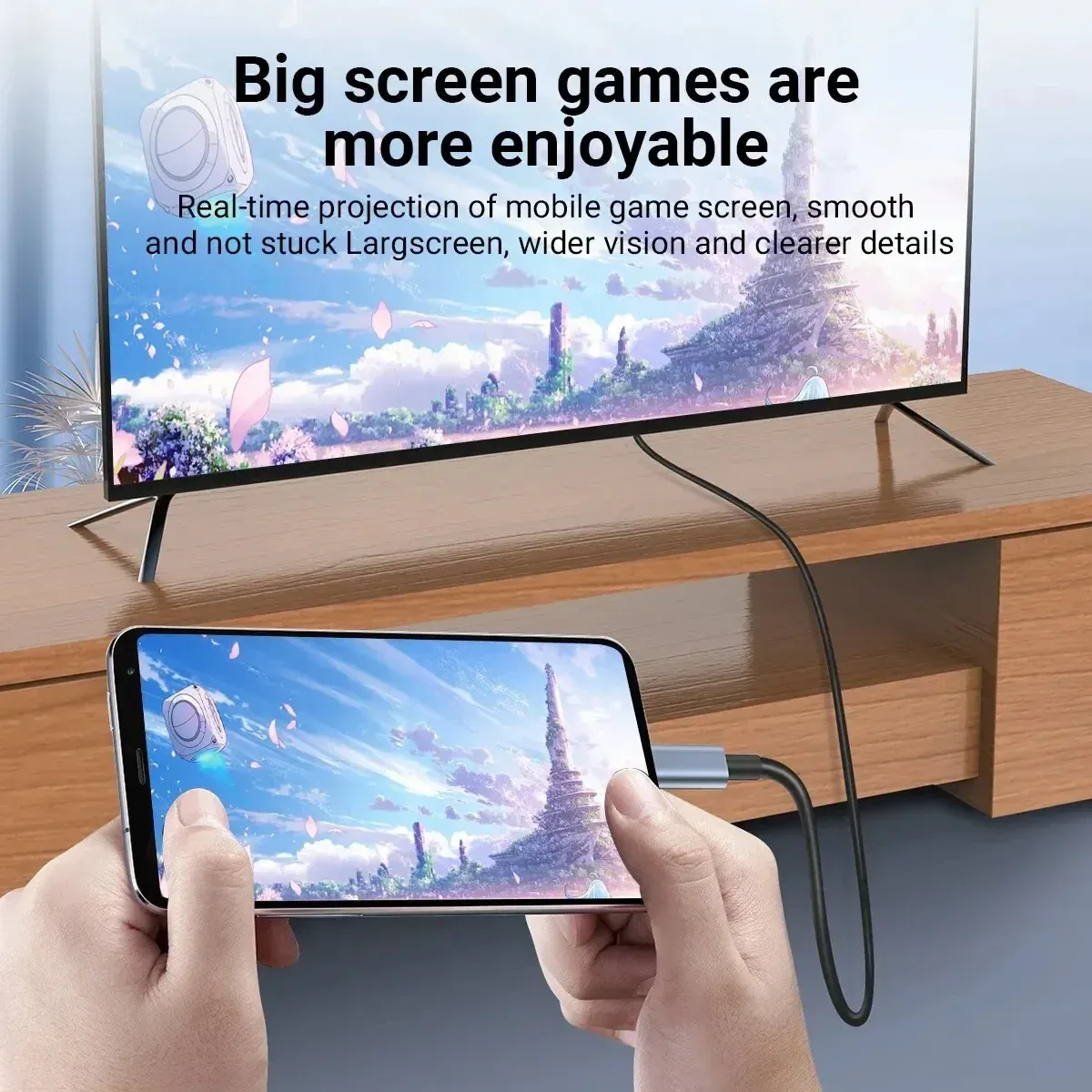 Câble adaptateur vidéo HD 4K USB-C vers HDMI, câble tressé de 2 m pour ordinateur portable et téléviseur 3