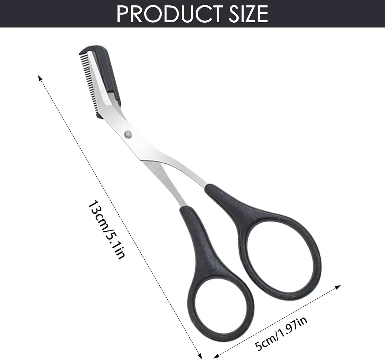 Ciseaux de précision pour sourcils avec poignée antidérapante et peigne 6