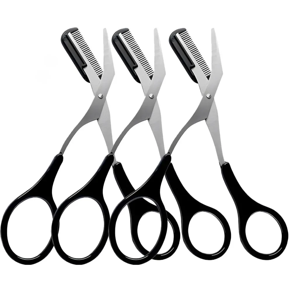 Ciseaux de précision pour sourcils avec poignée antidérapante et peigne 7
