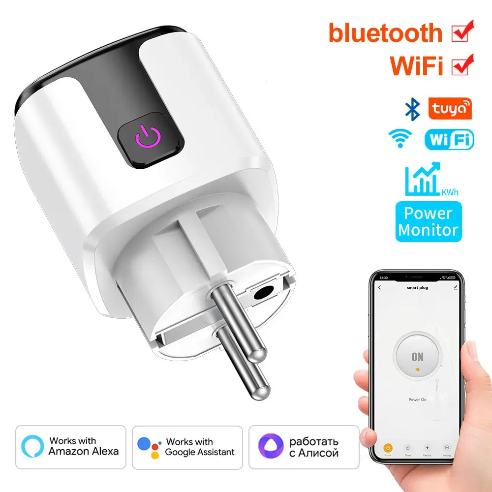 Prise connectée WiFi UE 16/20 A avec mesure de consommation, compatible Tuya, Alexa, Google Home et Alice 9