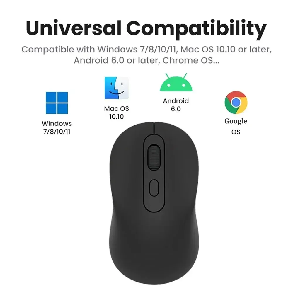 Souris sans fil Bluetooth 5.2 et 2,4 GHz rechargeable, double mode, silencieuse, 1600 DPI, pour PC portable et MacBook Pro 6