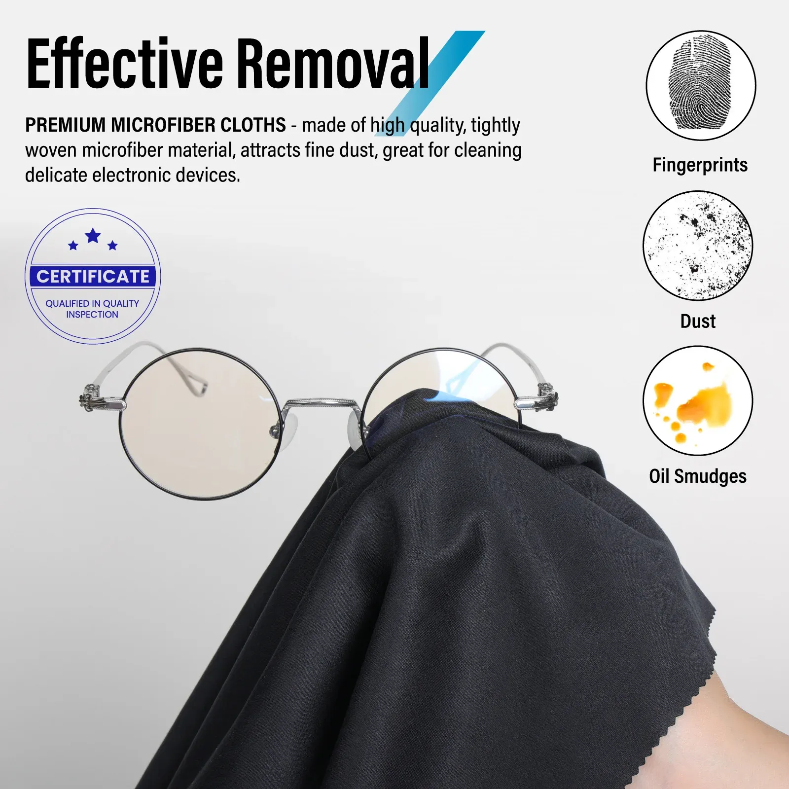 Chiffon de nettoyage en microfibre InnoVue Opto CF-01 noir et gris pour objectif d'appareil photo, lunettes et écran de smartphone 3