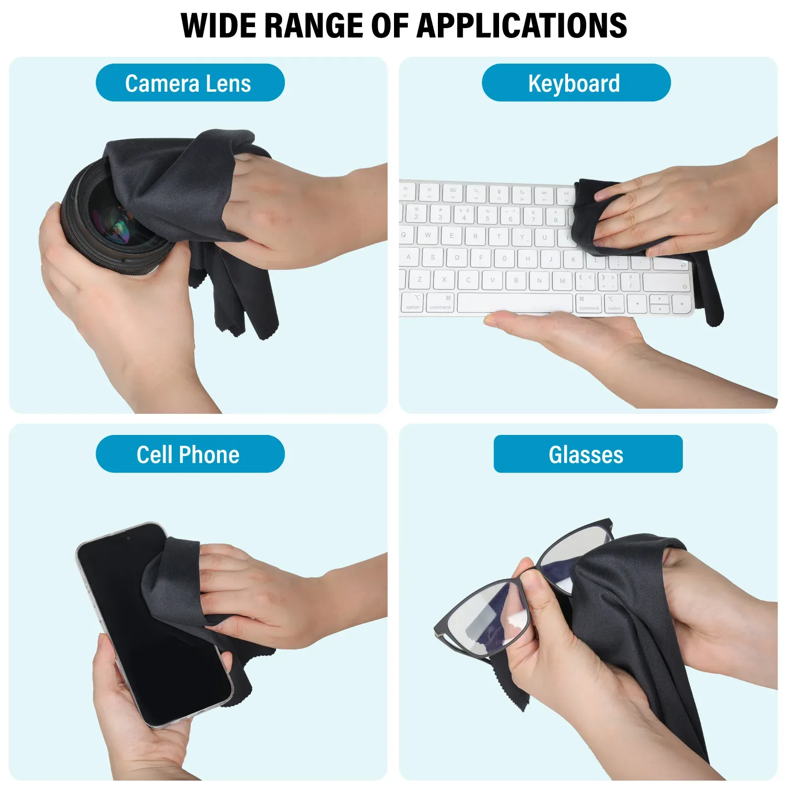Chiffon de nettoyage en microfibre InnoVue Opto CF-01 noir et gris pour objectif d'appareil photo, lunettes et écran de smartphone 5