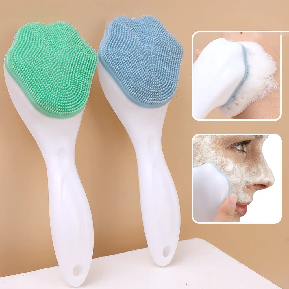 Brosse nettoyante visage en silicone en forme de patte de chat, à manche long - Image 1